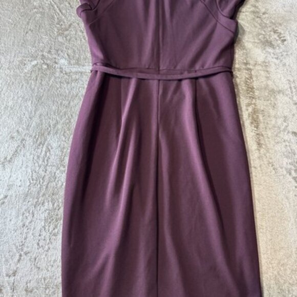 EXPRESS Burgundy Classic Cap Sleeve Slit Pencil Dress Large Fitted Cocktail - Picture 9 of 15